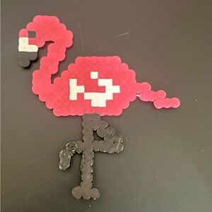 Pink Flamingo Perler bead magnet